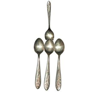 Sheffield England Teaspoons Set Silver Plated Extra A 5" Lot of 4 ED156